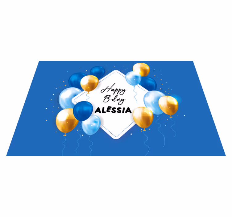 Set de table Ballons et papiers de fête prénom - TenStickers