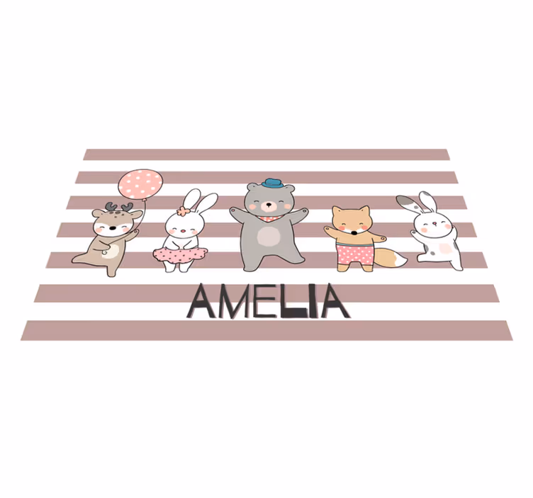 Set de table Prénom avec Animaux qui dansent - TenStickers