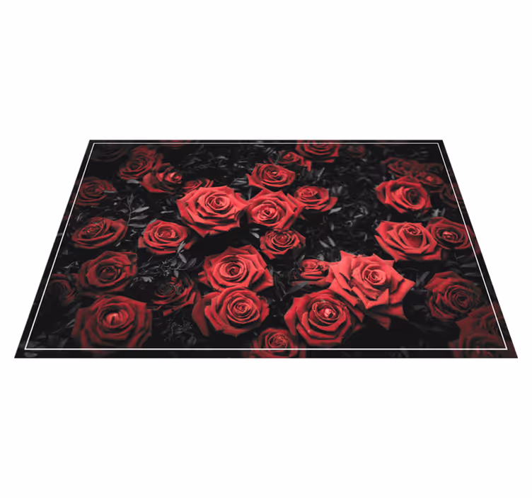 Set de table original Noir et blanc avec des roses rouges - TenStickers