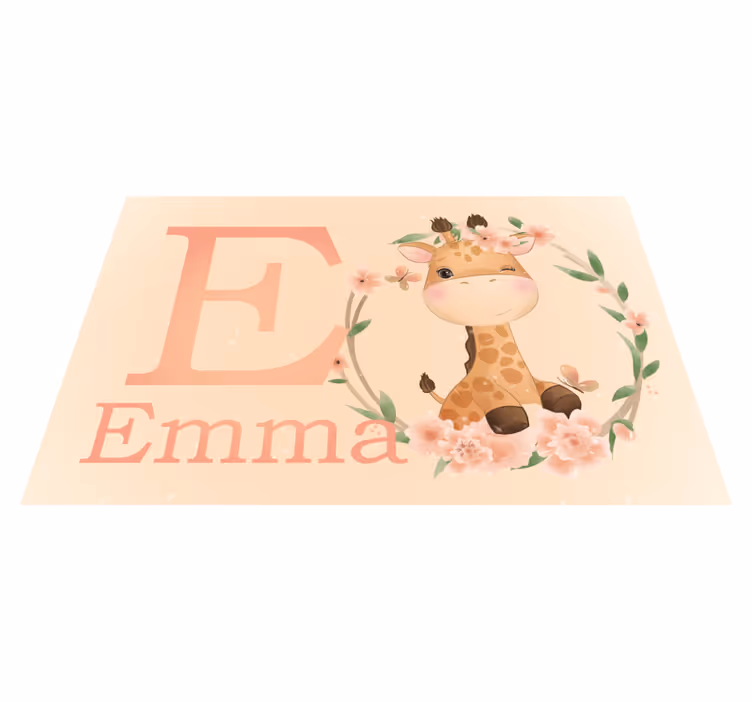Set de table design enfant Jolie girafe pour fille avec nom - TenStickers