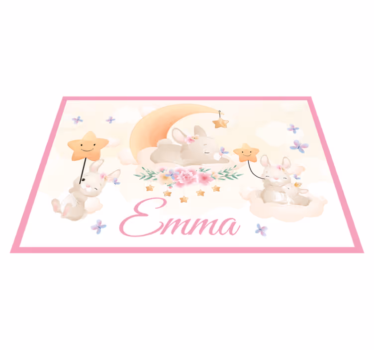 Set de table enfant scène de lune avec lapin - TenStickers