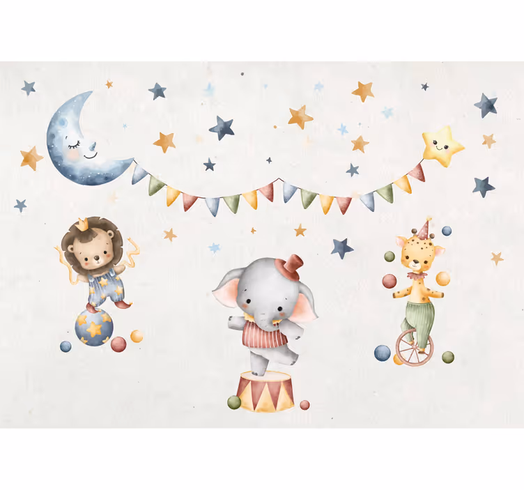 Tapisserie pour chambre bébé cirque de rêve - TenStickers