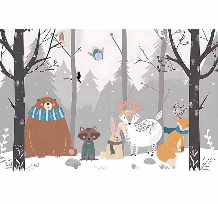 Tapisserie pour chambre bébé animaux de la forêt - TenStickers