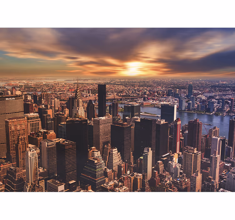 Tapisserie new york panorama urbain au coucher du soleil - TenStickers