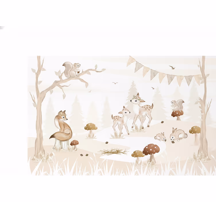 Tapisserie forêt chambre d'enfant féerique - TenStickers