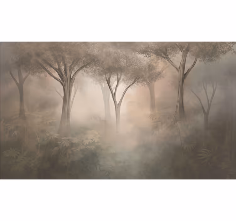 Tapisserie forêt bois sepia brumeux - TenStickers
