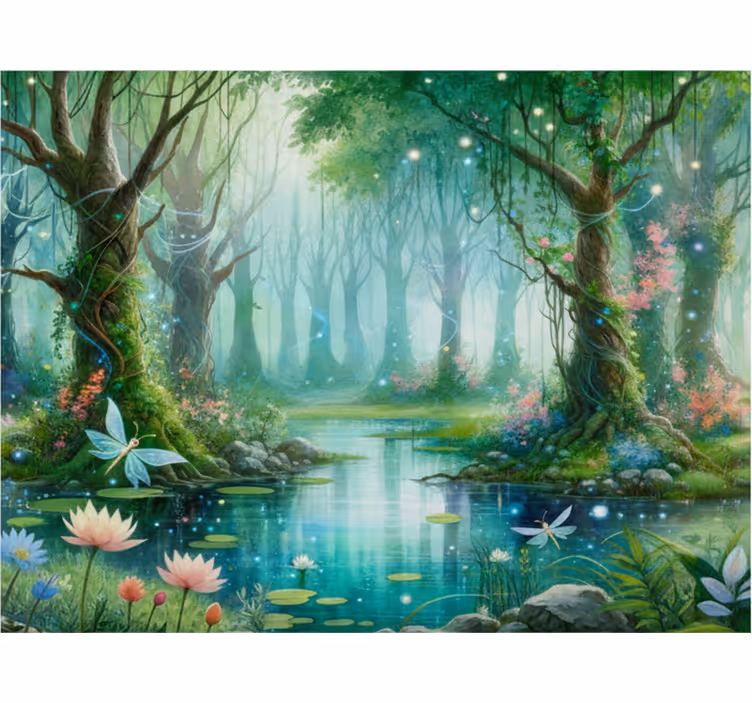 Tapisserie forêt fée fantaisiste - TenStickers