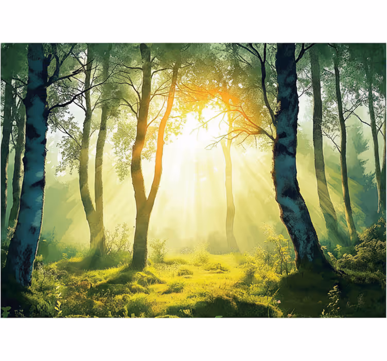 Tapisserie forêt bouleau baigné de soleil - TenStickers