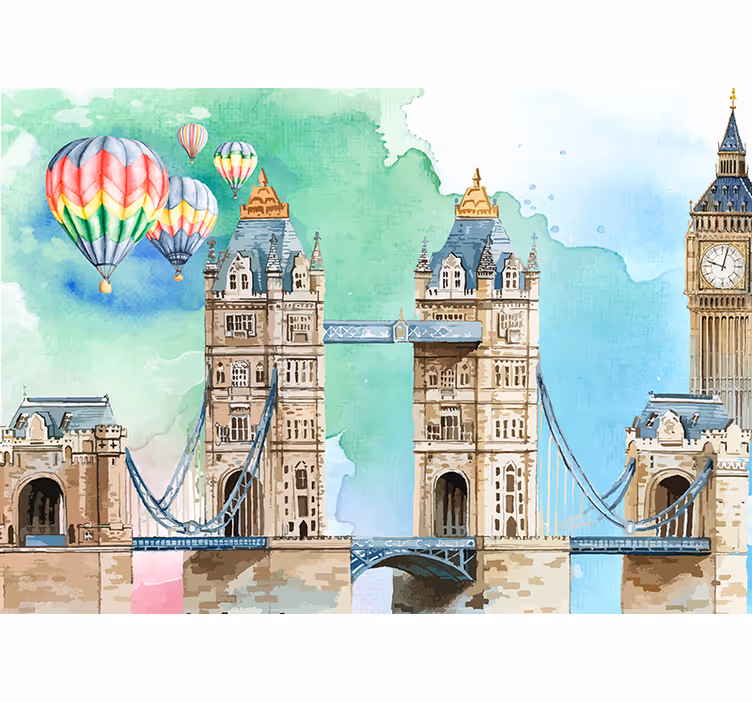 Tapisserie londres aventure en ballon à londres - TenStickers