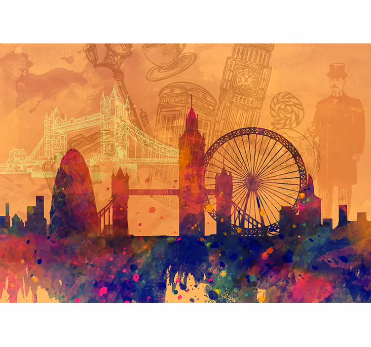 Tapisserie villes et pays silhouette historique - TenStickers
