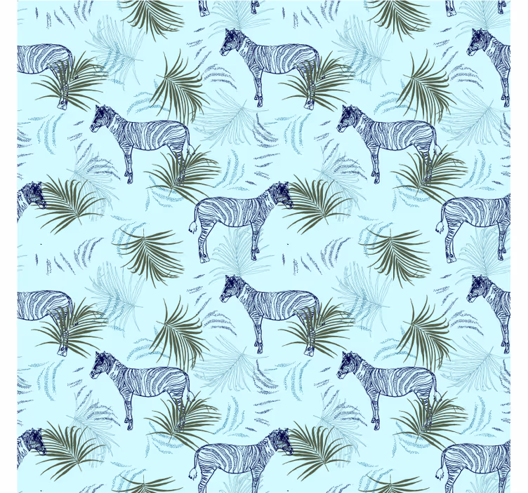 Tapisserie africaine motif palmiers bleus zèbre - TenStickers