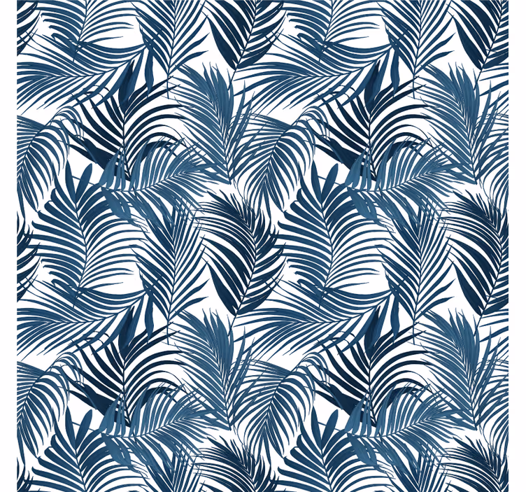 Tapisserie jungle design feuilles de palmier bleues - TenStickers