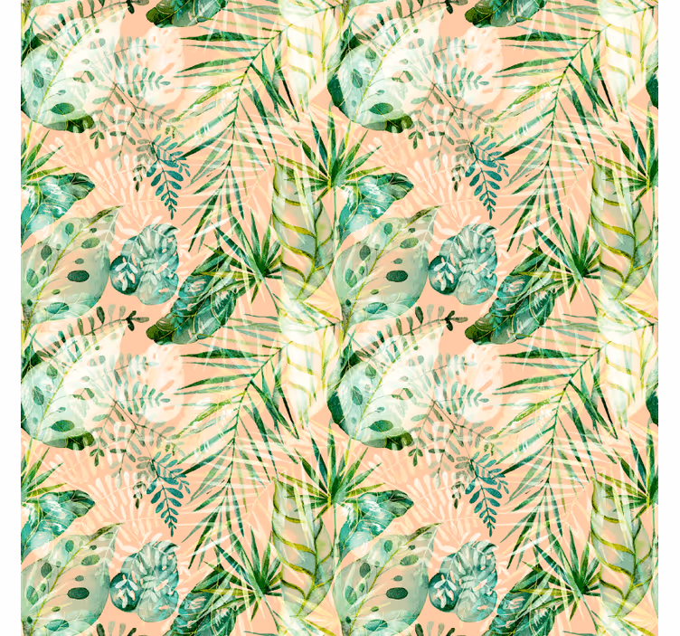 Tapisserie jungle design de feuilles florales roses - TenStickers