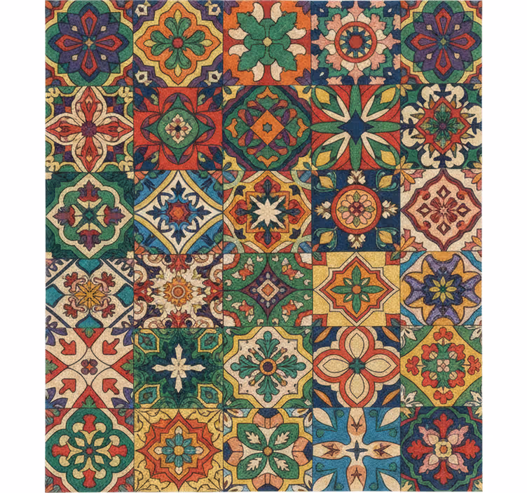 Tapisserie cuisine design de carreaux colorés - TenStickers