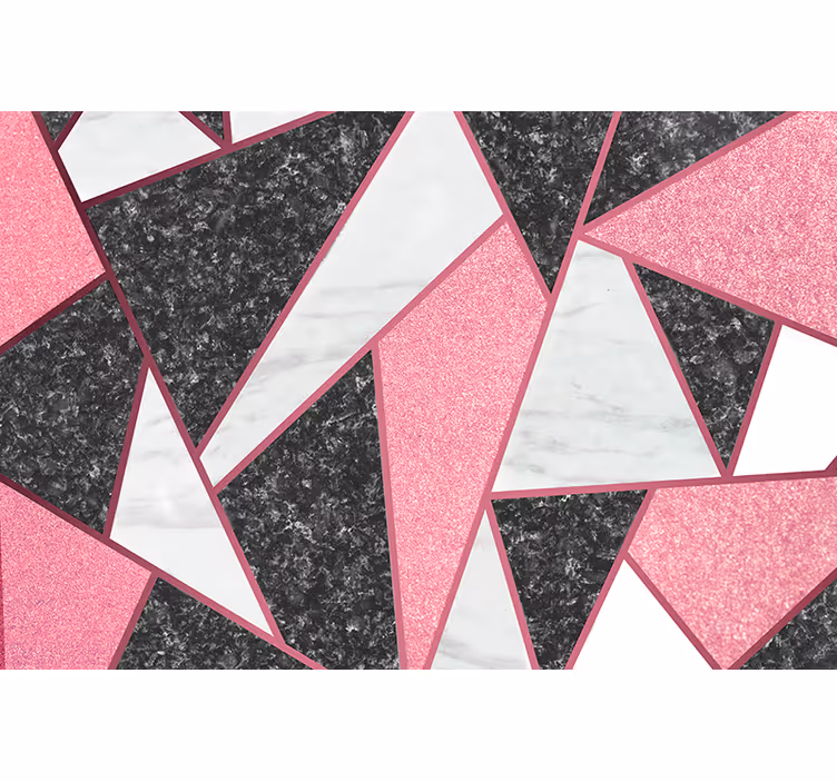 Tapisserie cuisine formes géométriques rose et gris - TenStickers