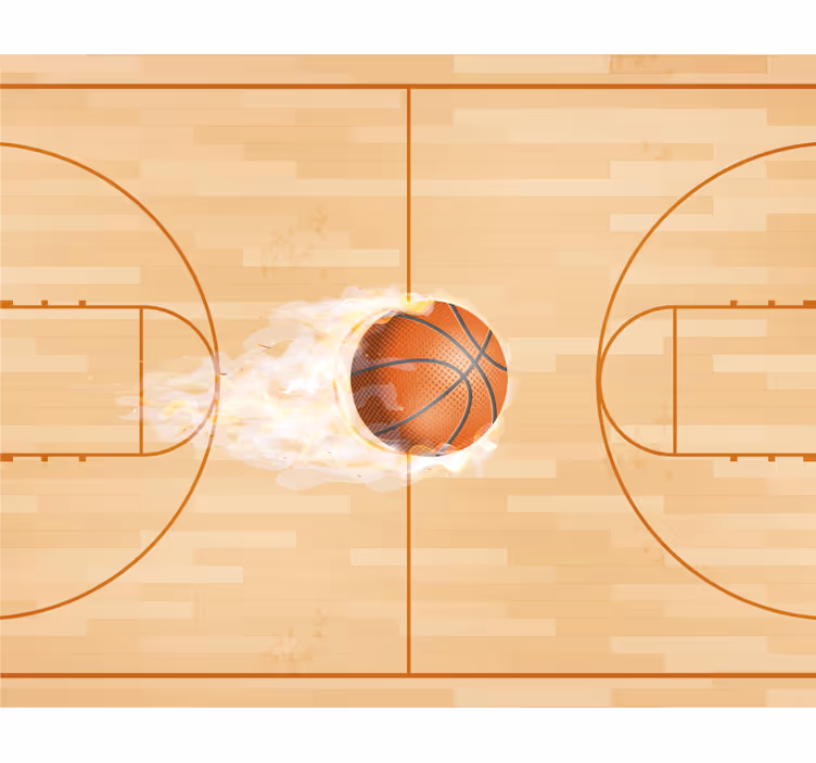 Tapisserie beige terrain de basketball - TenStickers