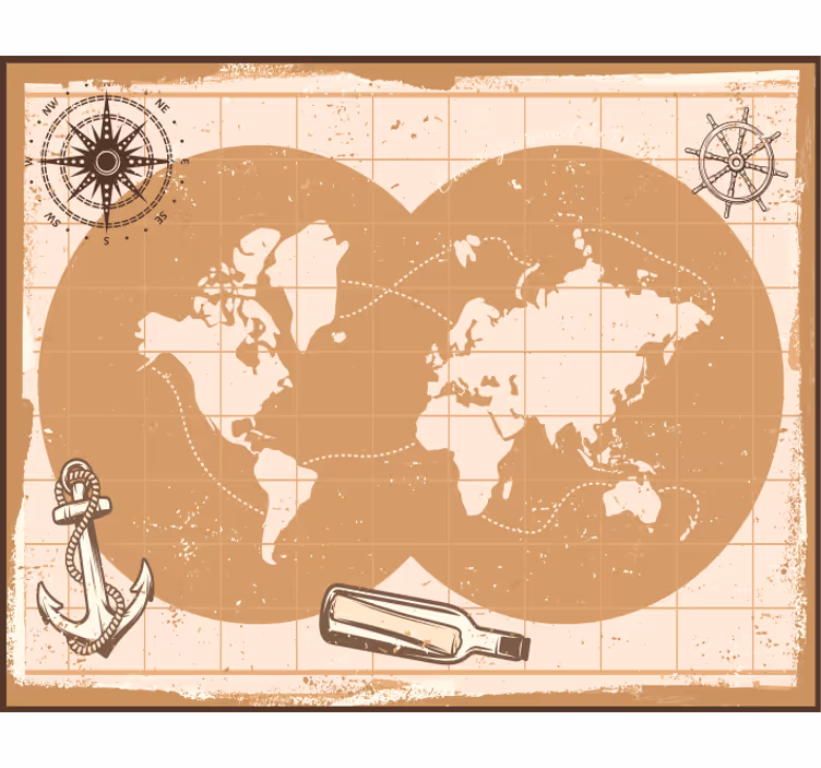 Tapisserie beige tapis de souris carte du monde élégante - TenStickers