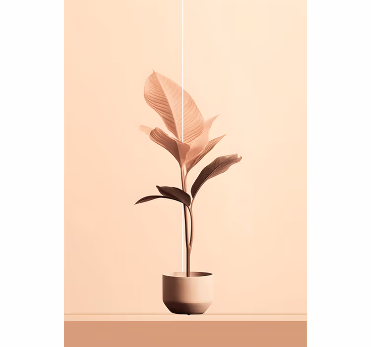 Tapisserie beige plante verticale en couleurs beiges - TenStickers