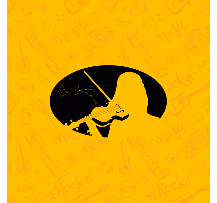 Tapisserie jaune silhouette de violoniste inspiré - TenStickers