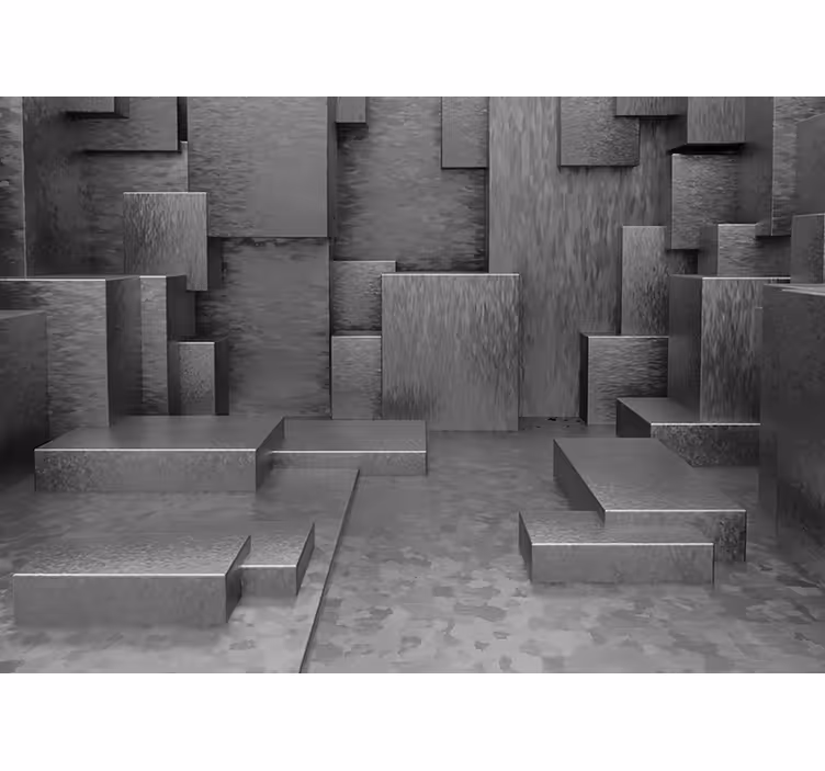 Tapisserie gris blocs abstraits géométriques - TenStickers