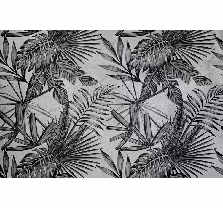 Tapisserie gris plantes en béton - TenStickers