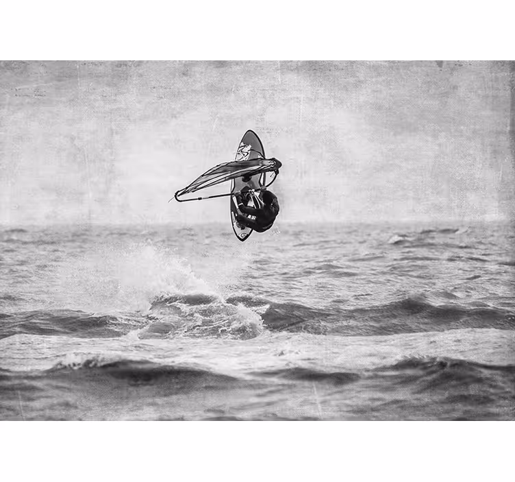 Tapisserie gris planche à voile noir et blanc - TenStickers