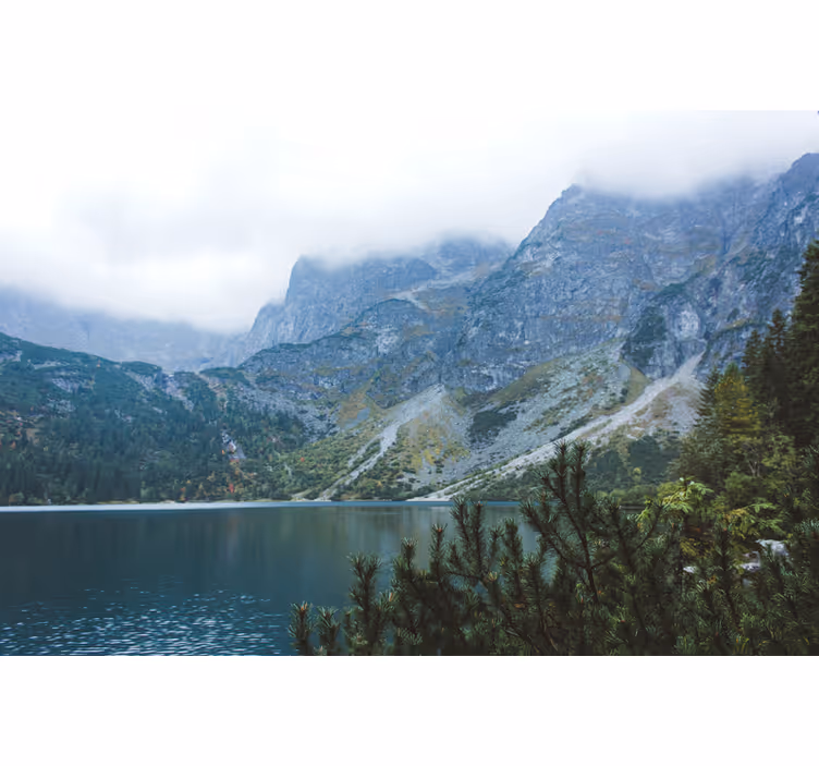 Tapisserie vert morskie oko dans les montagnes tatras - TenStickers