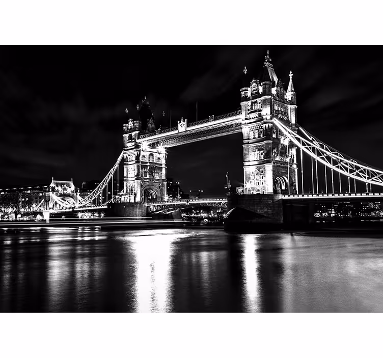 Tapisserie noir pont de londres la nuit - TenStickers