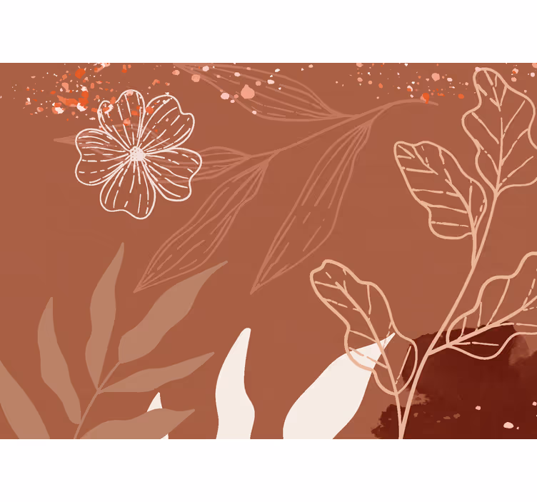 Tapisserie terracotta design feuilles minimalistes - TenStickers