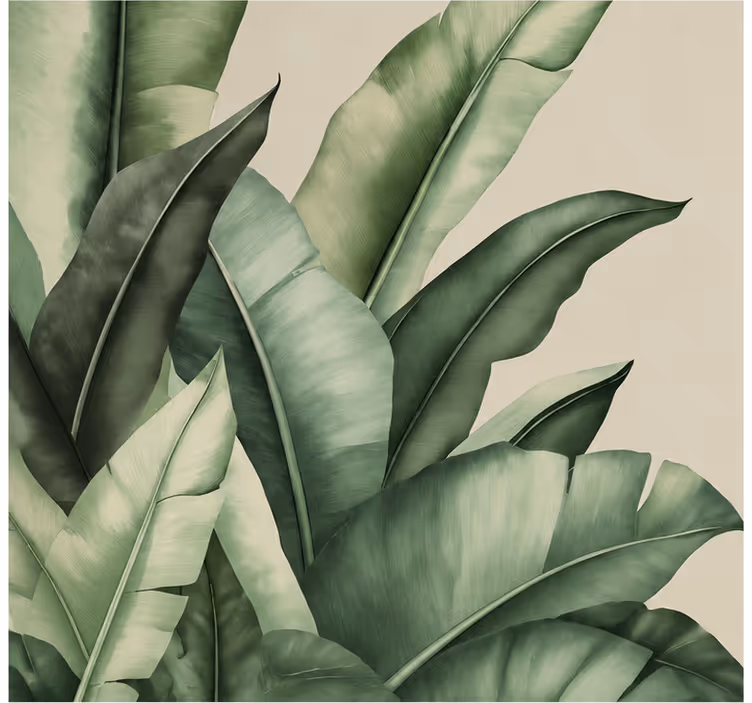 Tapisserie nature feuilles de bananier graphique simple - TenStickers