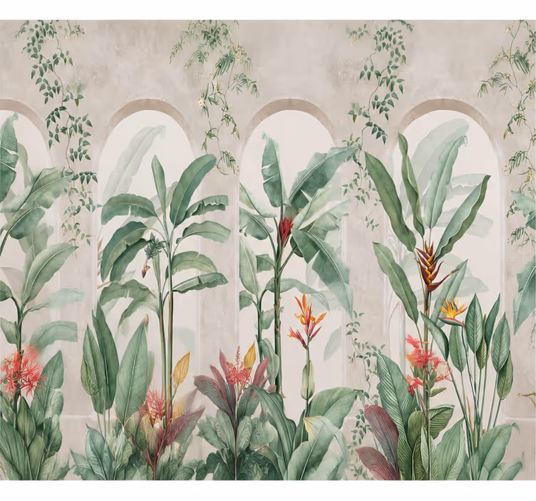 Tapisserie nature arbres palmier graphique - TenStickers