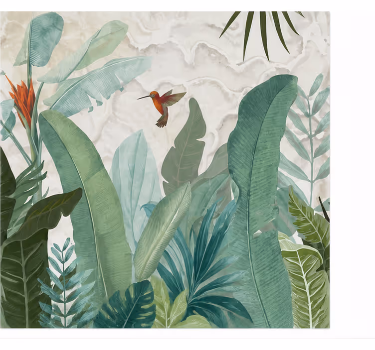 Tapisserie nature colibri dans la jungle illustré - TenStickers
