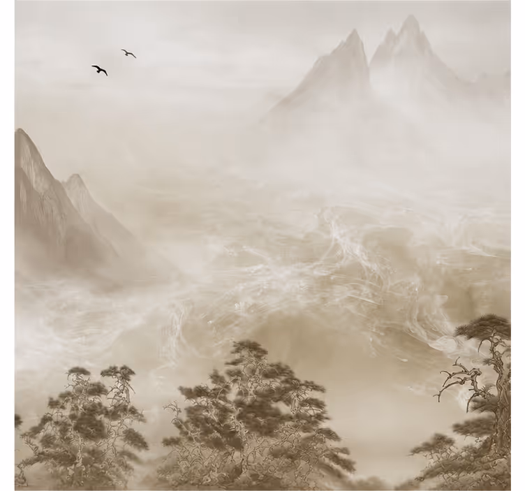 Tapisserie nature paysage de montagnes apaisant - TenStickers