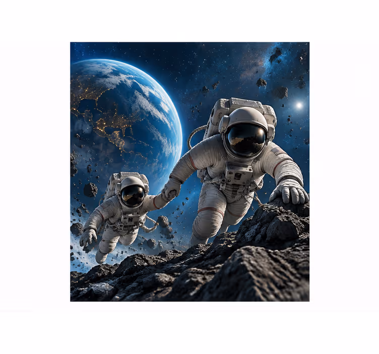 Tapisserie bleu astronautes sous pression - TenStickers