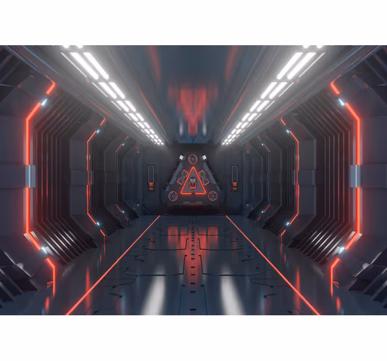 Tapisserie 3D couloir futuriste - TenStickers