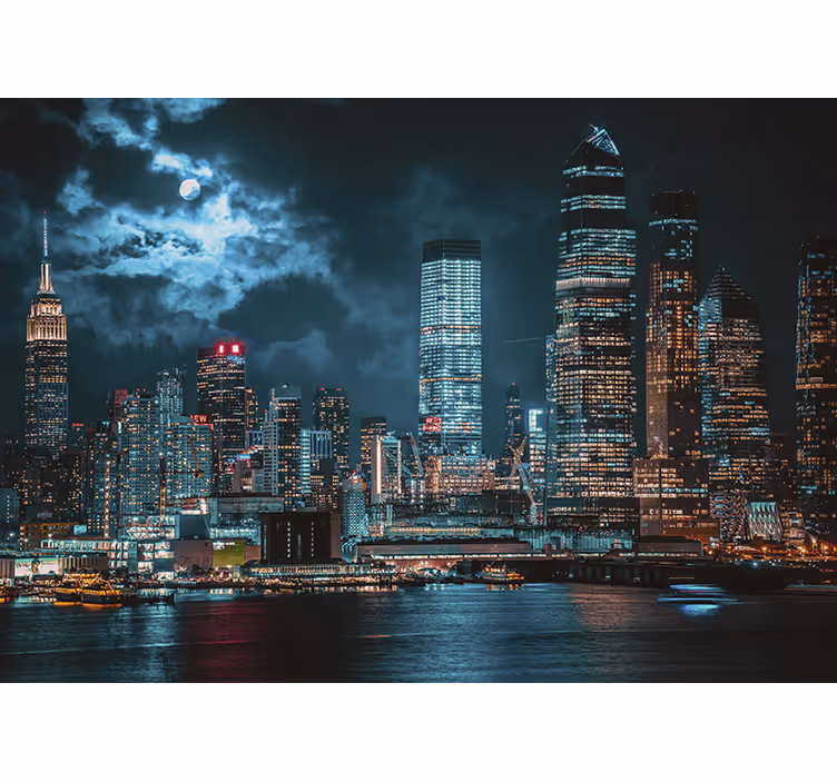 Tapisserie new york paysage urbain nocturne - TenStickers