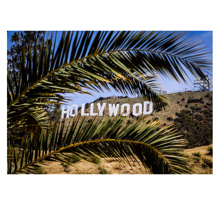 Tapisserie villes et pays vue sur le panneau hollywood - TenStickers