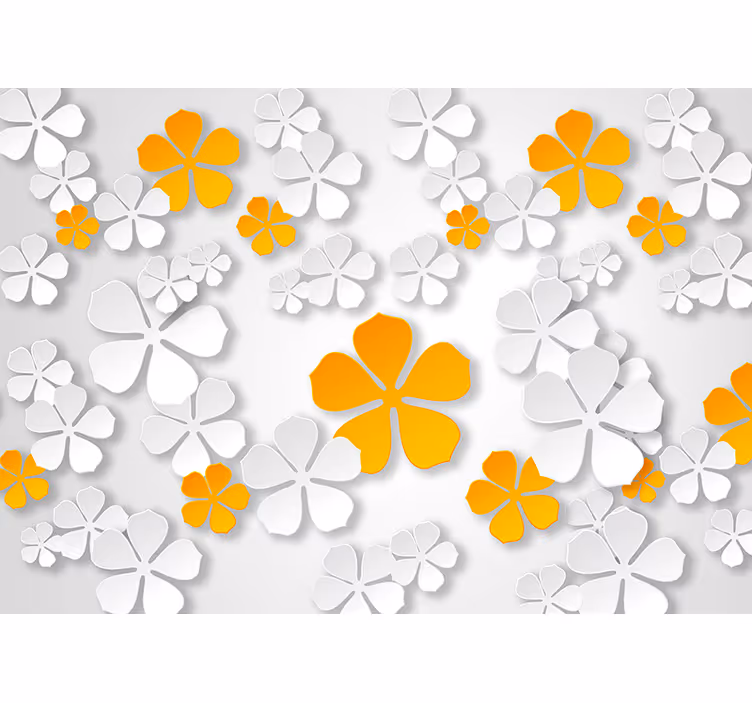 Tapisserie fleur contraste épanoui - TenStickers