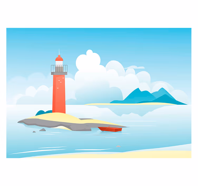 Tapisserie paysage phare sous les nuages - TenStickers
