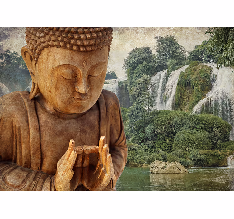 Papier peint paysage bouddha au bord de l'eau - TenStickers
