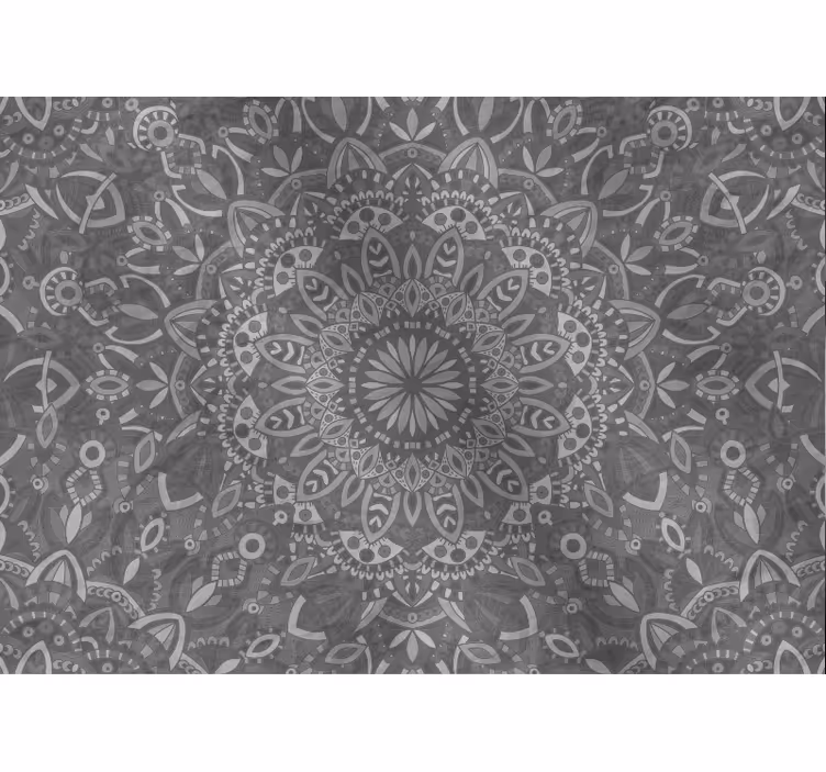 Tapisserie gris motif de mandala complexe - TenStickers