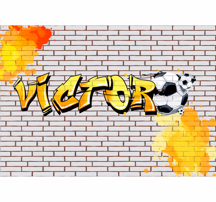 Tapisserie graffiti design brique football personnalisé - TenStickers