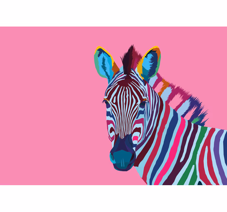 Tapisserie animaux portrait de zèbre coloré - TenStickers