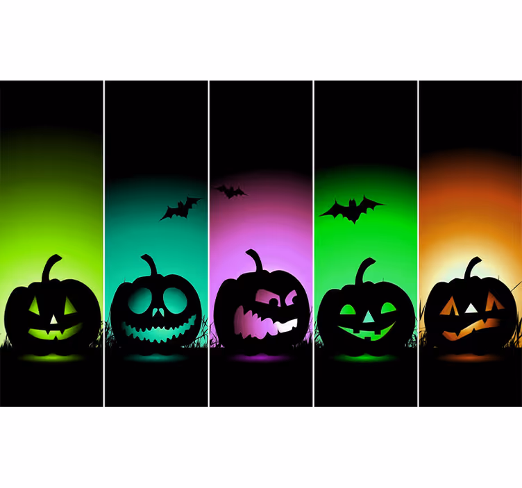 Tapisserie halloween visages de citrouilles d'automne - TenStickers