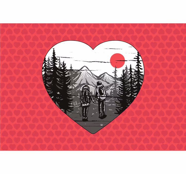 Tapisserie amour aventure cœur de montagne - TenStickers