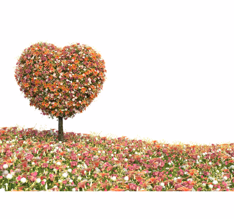 Tapisserie fleur arbre fleuri en forme de cœur - TenStickers