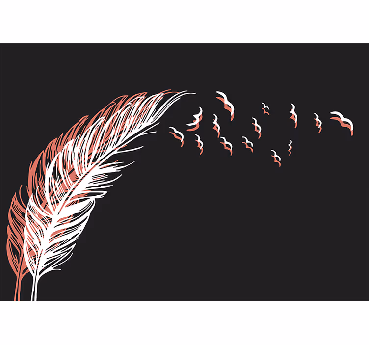 Tapisserie abstraite mouvement de plumes fluides - TenStickers