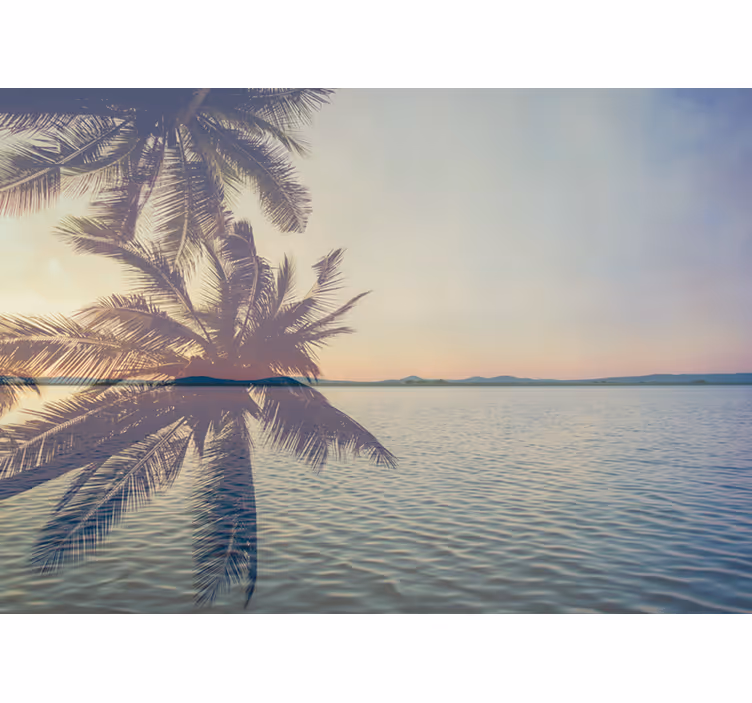 Tapisserie nature silhouette de palmier serein - TenStickers