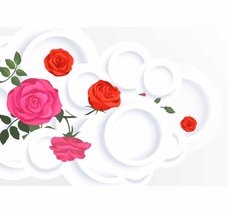 Papier peint 3D Cercles blancs et roses effet 3d - TenStickers