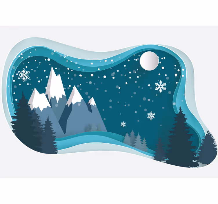 Tapisserie montagne scène de montagne hivernale - TenStickers